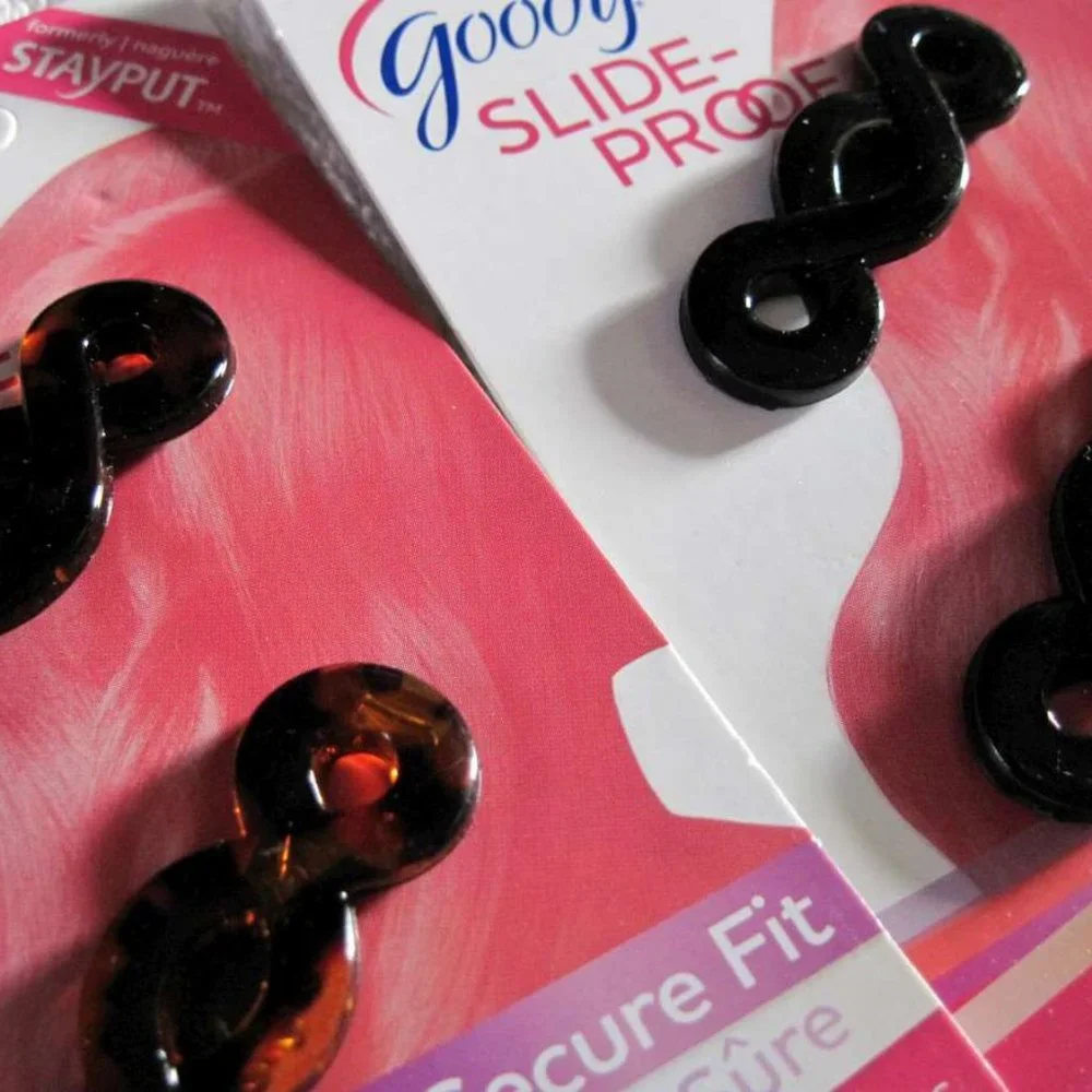 2 Goody Stay Put Slide Proof Hold Secure Fit Back Weave Hair Barrette Clip Black